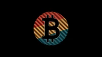 Logo Bitcoin minimaliste sur fond noir