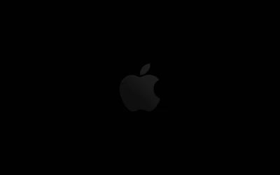 Logo minimalista de Apple sobre fondo oscuro