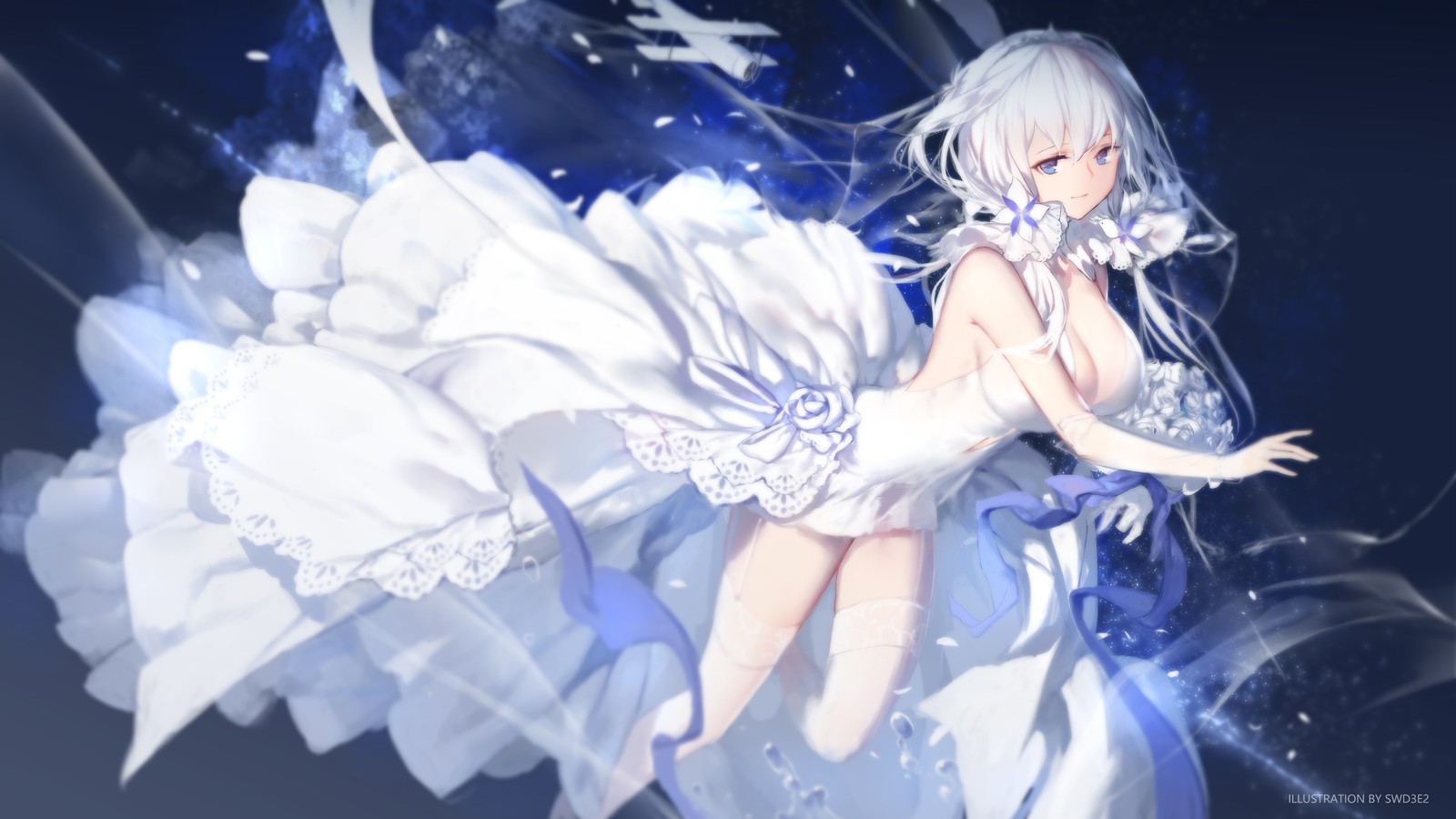 Anime, chica anime, cabello blanco, vestido, vestido, vestido, vestido, vestido, vestido (niñas de anime, azur lane, videojuego, ilustre, anime)