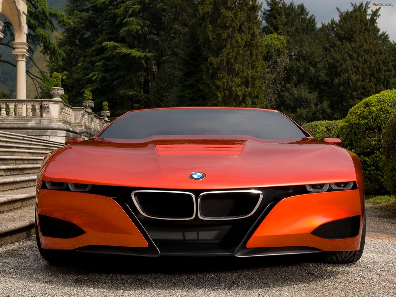 Bmw vision concept car припаркован перед зданием (bmw m1, bmw i8, bmw, спортивный автомобиль, машина)