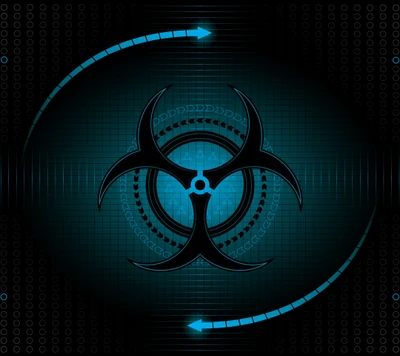 biohazard, azul, design, logotipo, radioativo