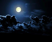 clouds, cloudy, dark, moonlight, night wallpaper