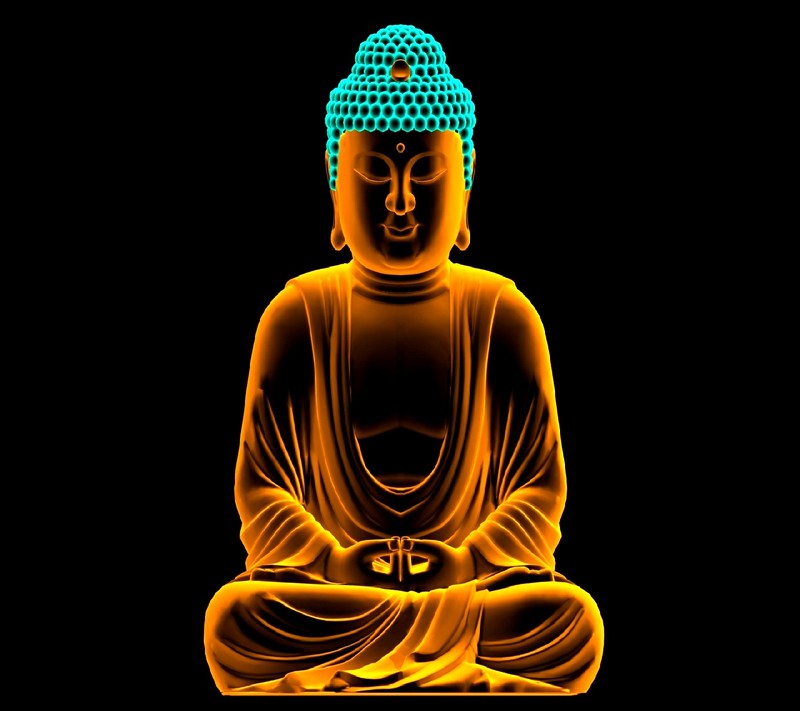 Крупный план статуи будды с светящимися шляпой (будда, buddha)