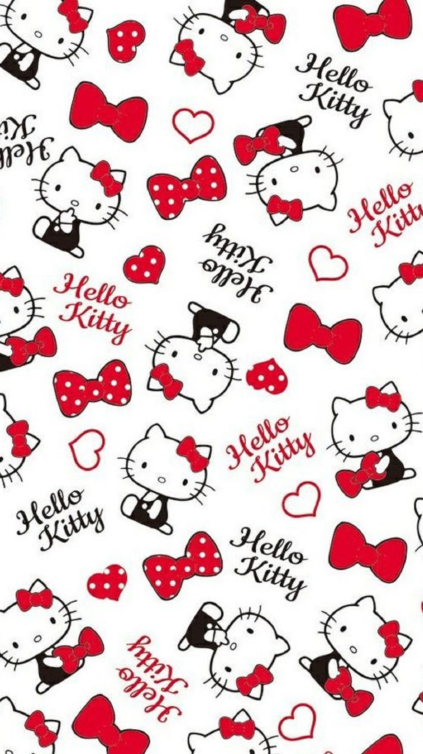 A close up of a hello kitty pattern on a white background (cartoon, hello kitty)