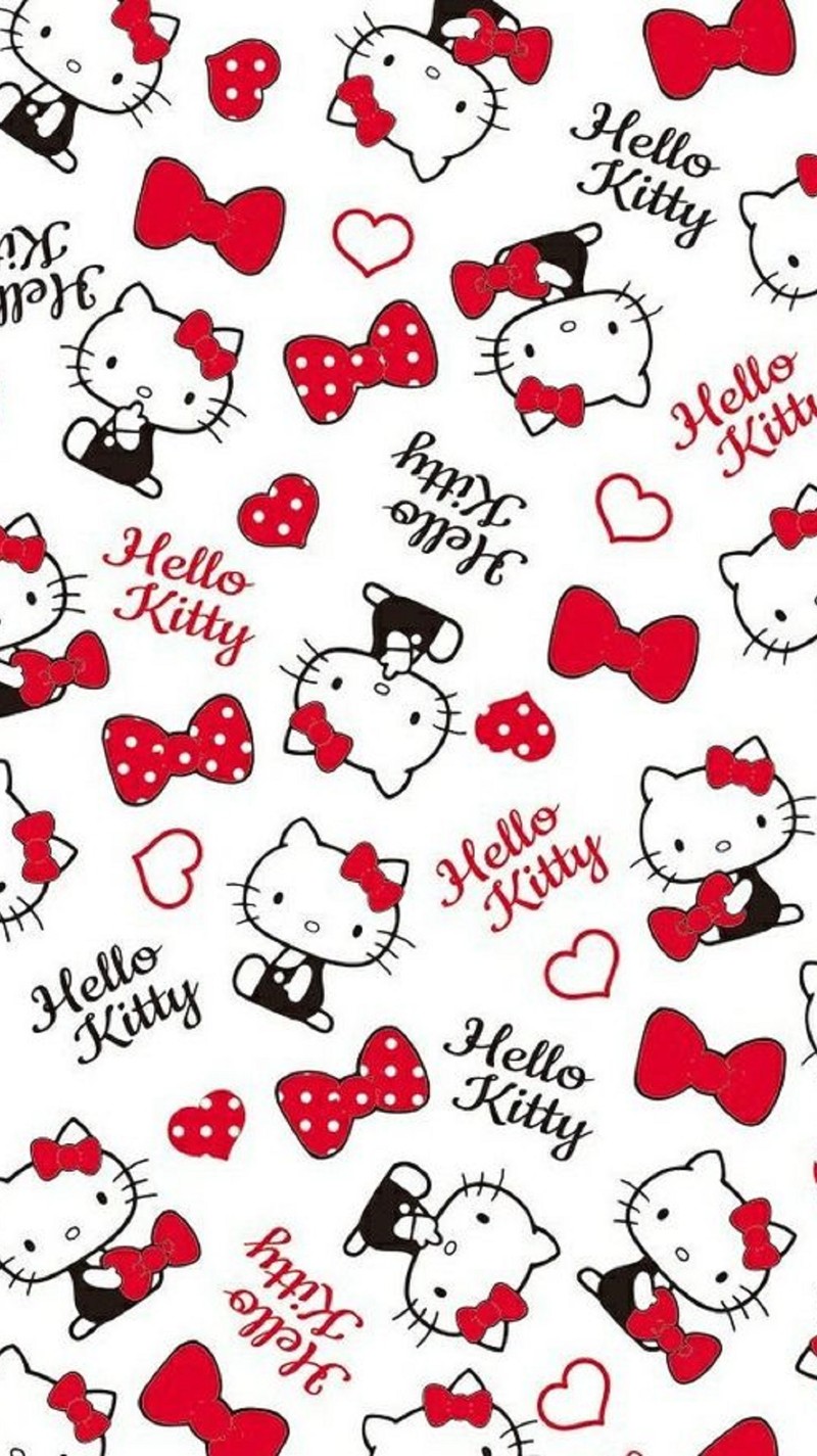 Близкий план узора hello kitty на белом фоне (мультфильм, хелло китти, hello kitty)