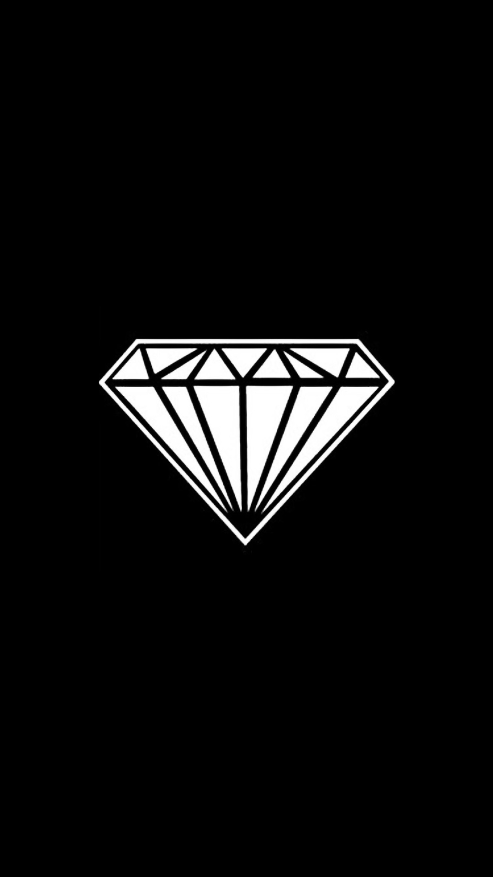 Logo en diamant noir et blanc sur fond noir (noir, diamant, blanc)