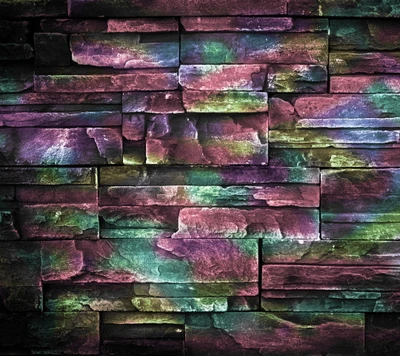 Vibrant Abstract Stone Wall with Nature-Inspired Colors