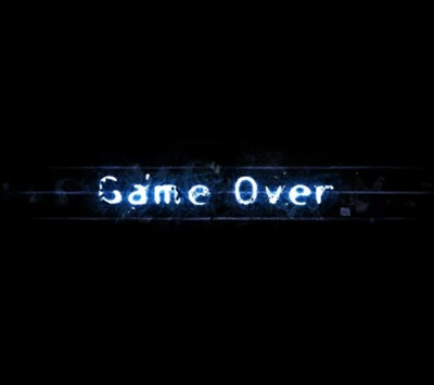 Texte bleu "Game Over" sur fond noir