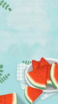 drawings, food, fruit, plate, watermelon