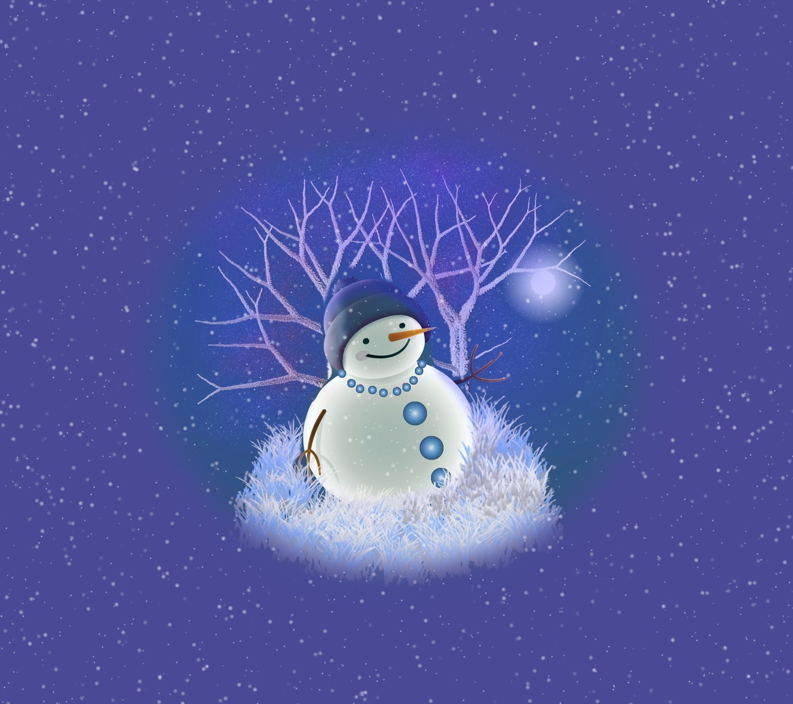 Ein schneemann sitzt im schnee (blau, design, schnee, schneemann)