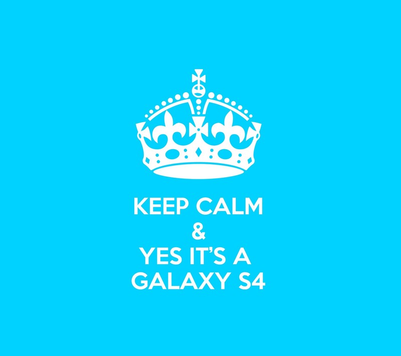 Белая и синяя надпись "keep calm" и да, это galaxy s4 (синий, спокойный, галакси s4, galaxy s4, держать)