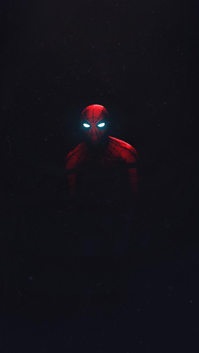 Человек-паук в темноте с светящимися глазами (marvel, человек паук, spiderman, amoled, iphone)