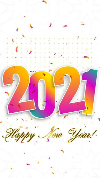 Colorful 2021 New Year Celebration with Confetti