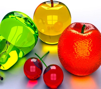 Vibrant Crystal Fruits: Apple, Grapes, and Cherries