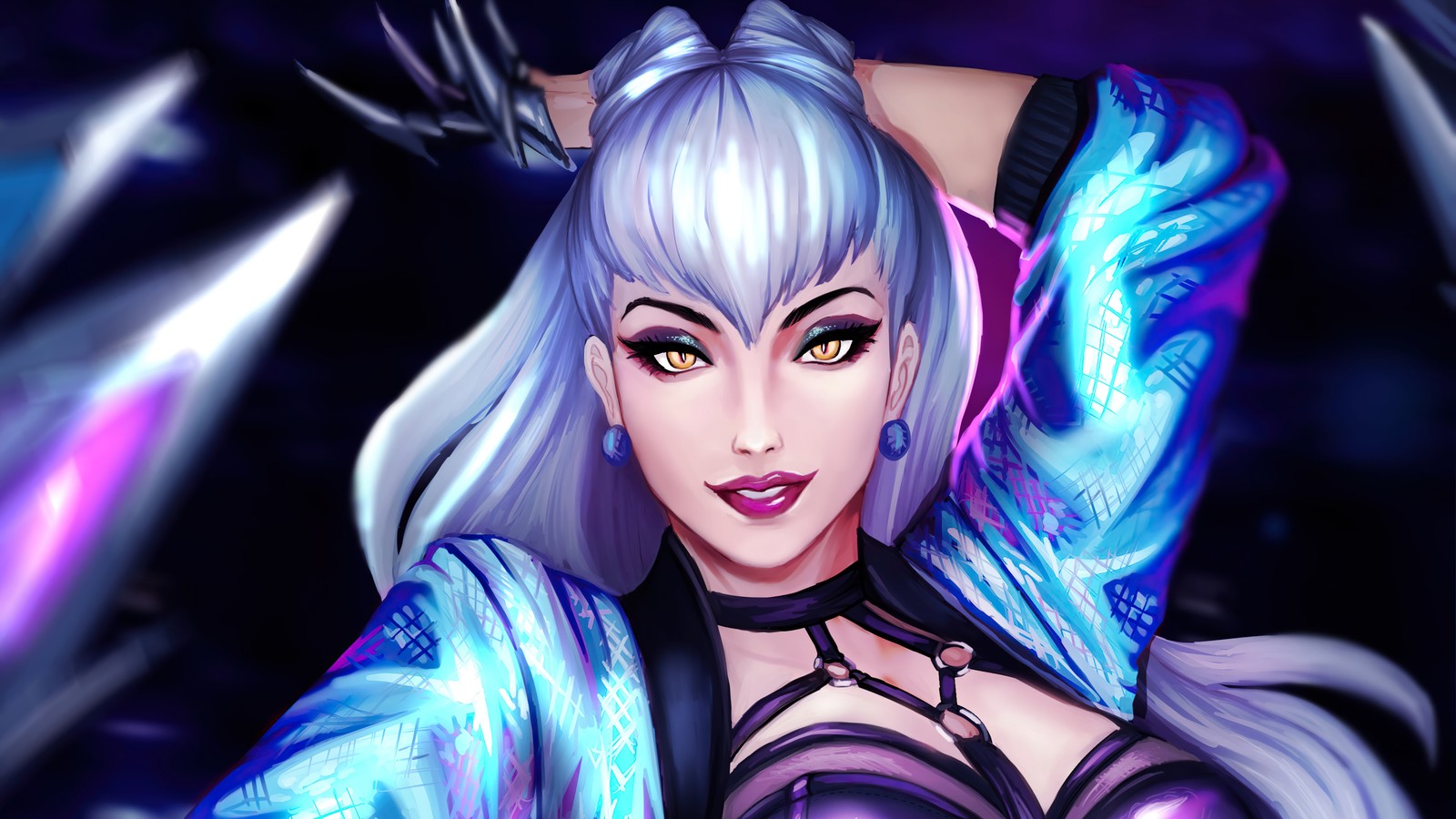 Baixar papel de parede kda, mais, tudo para fora, evelynn, lol