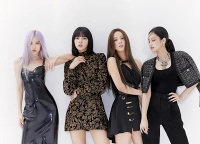 BLACKPINK: Ícones do K-Pop na moda elegante em fundo branco