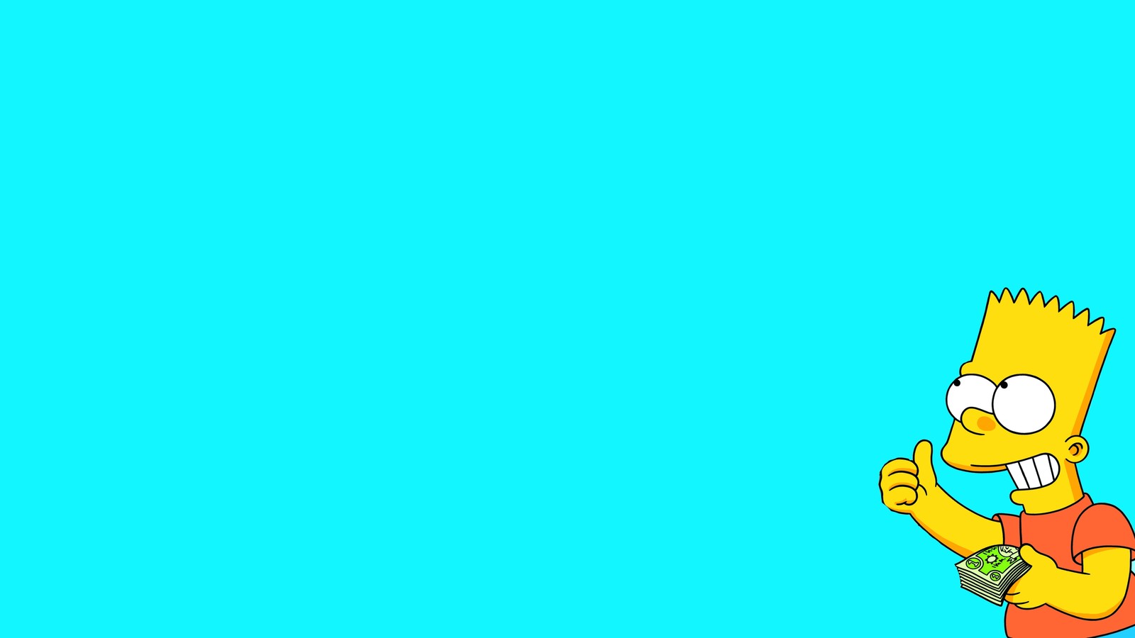 bart simpson, 8k, the simpsons, cyan background, minimalist wallpaper