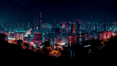 paisaje urbano, noche, edificios, luces de la ciudad, ciudad nocturna