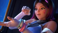 D.Va de Overwatch 2 com pulseiras temáticas de Le Sserafim