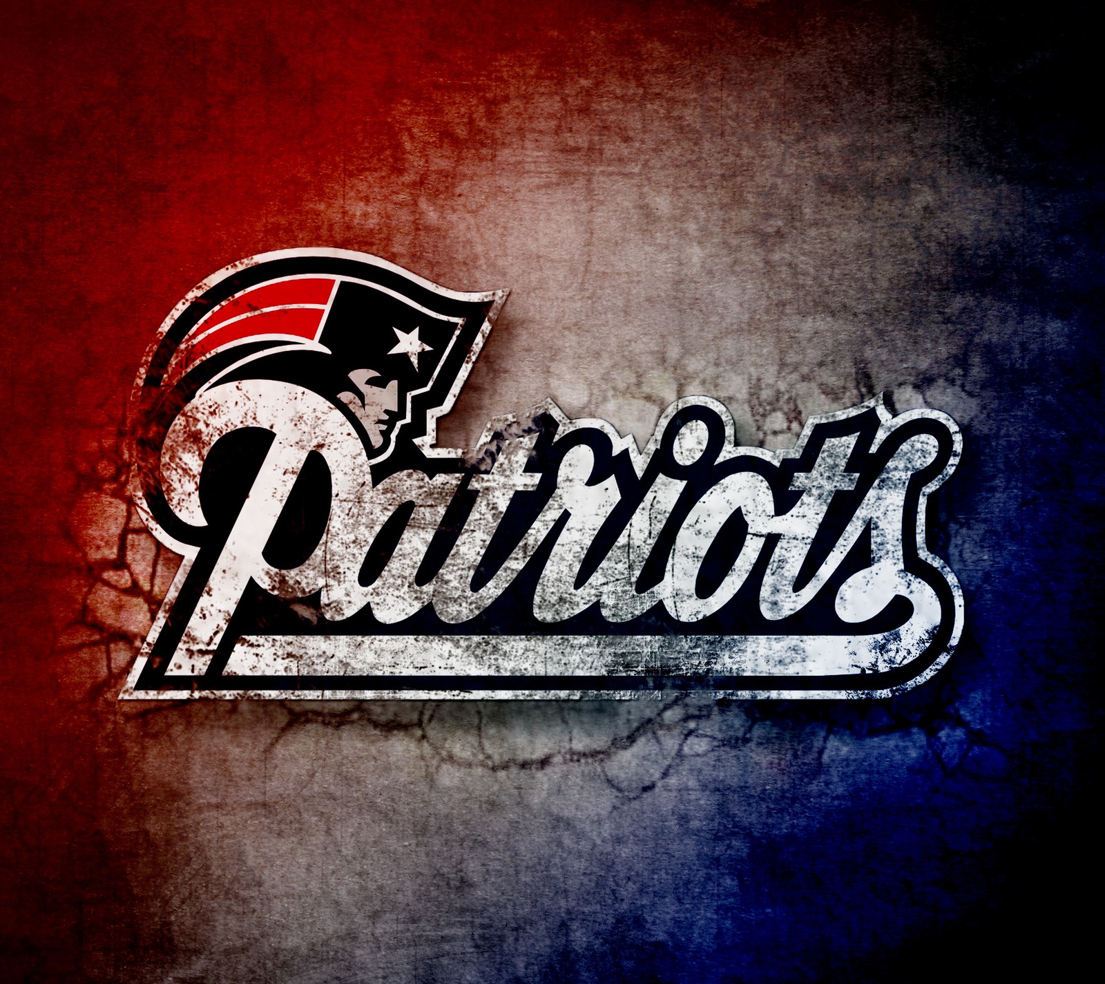 Un primer plano de un logotipo en una pared con un fondo rojo (fútbol, new england patriots, nfl, patriots, pats)