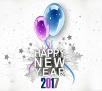 Festive New Year 2017 Celebration with Balloons and Snowflakes