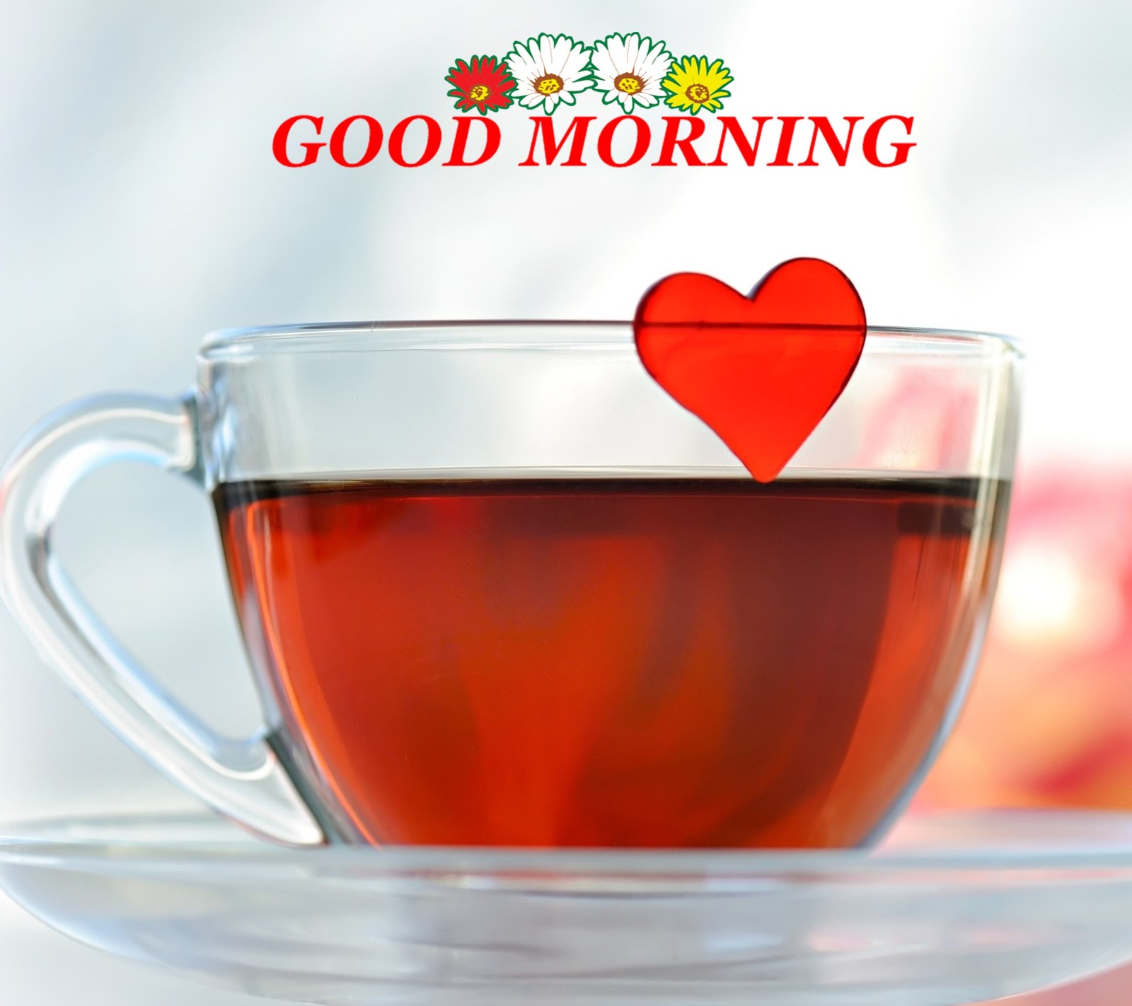 There is a cup of tea with a heart on it (beautiful, cute, drawn, friends, heart)