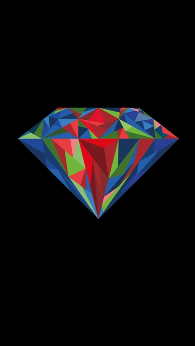 Vibrant Geometric Diamond Design on Black Background