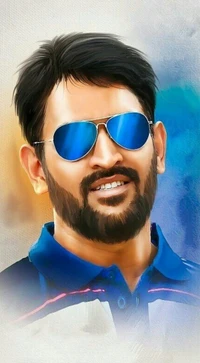 Stylized Portrait of a Cricket Star in Sunglasses