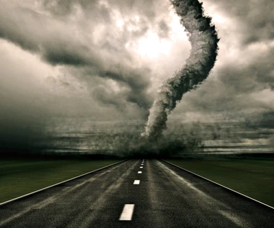 nubes, oscuro, paisaje, camino, tormenta