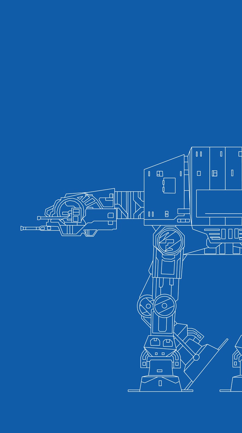 Крупный план чертежа робота с большой рукой (ат ат, at at, чертеж, звёздные войны, star wars)