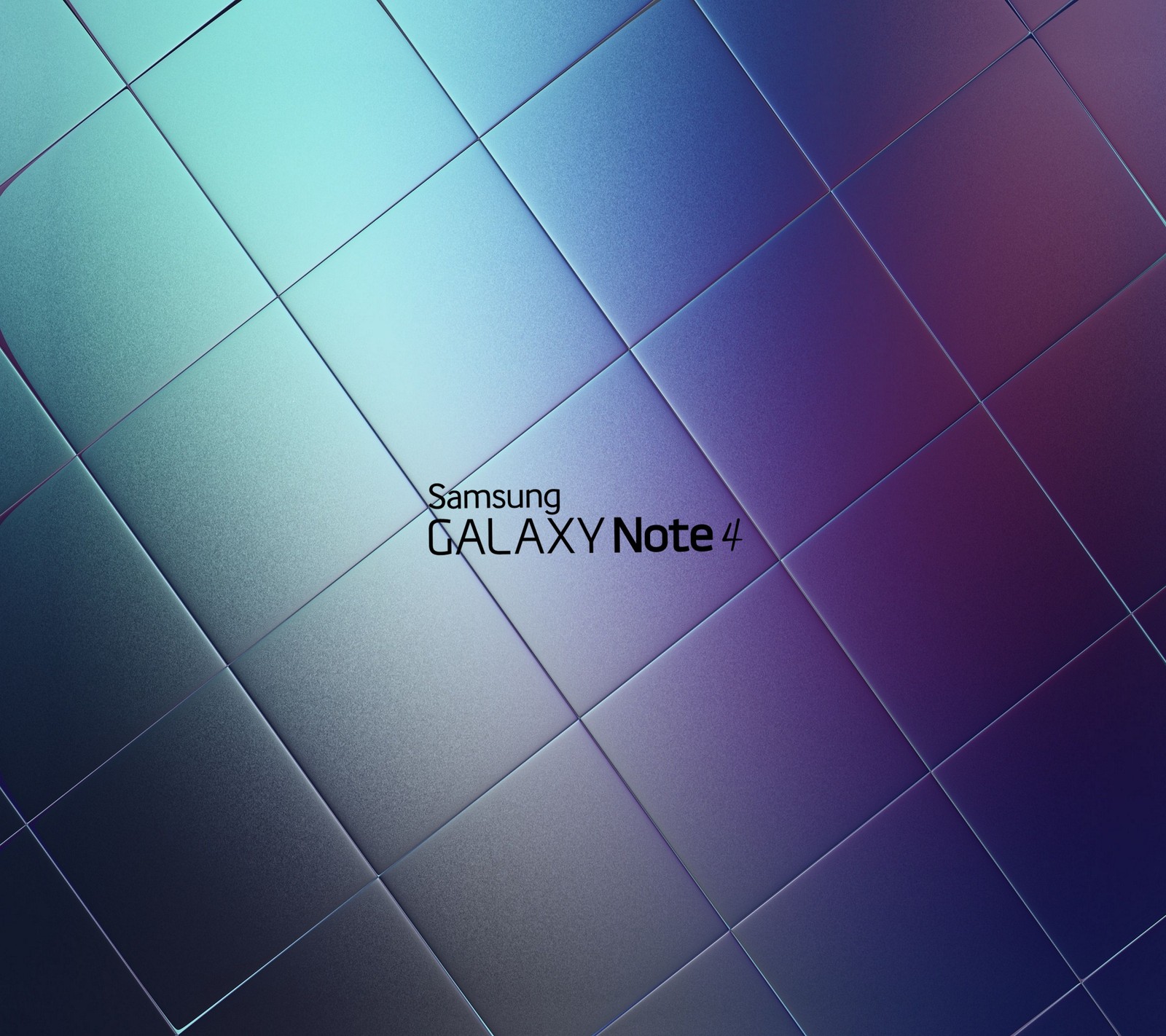 A close up of a cell phone with a blue and purple background (galaxy, logo, note4, samsung)