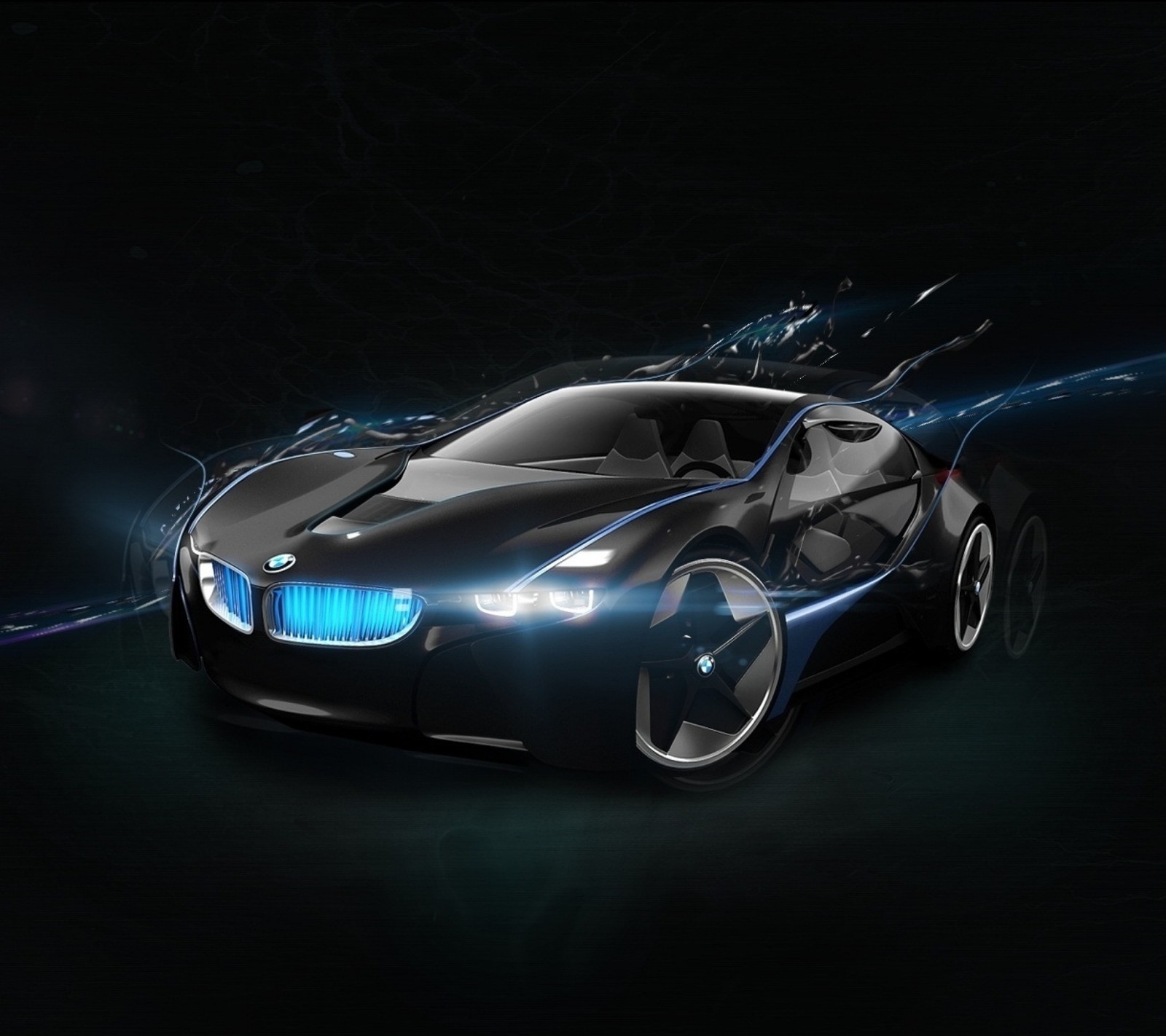 Carro conceitual bmw vision em uma sala escura (bmw, poder)