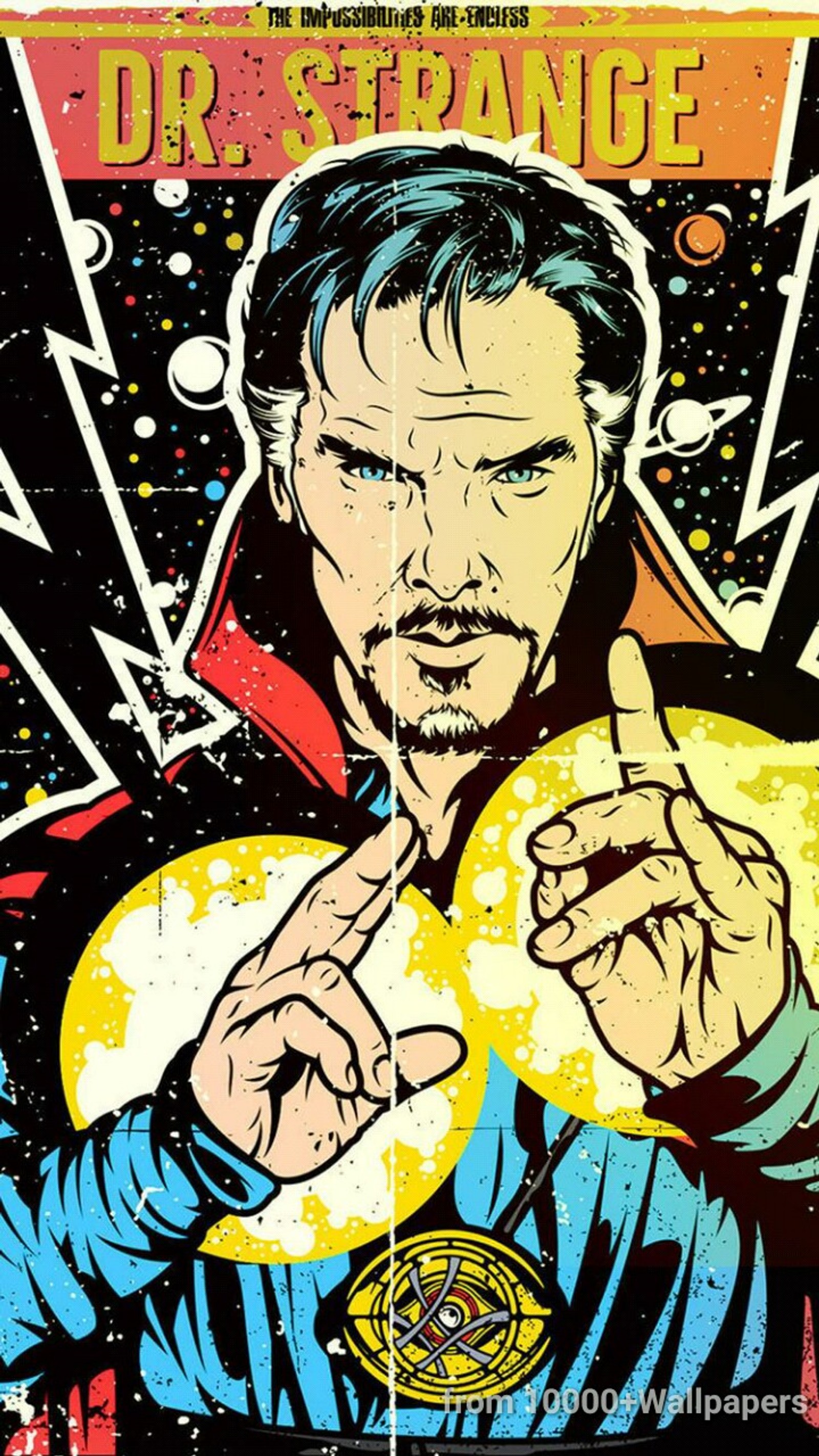 A poster of a man with a beard and a mustache (doctor, doctorstrange, magic, marvel, strange)