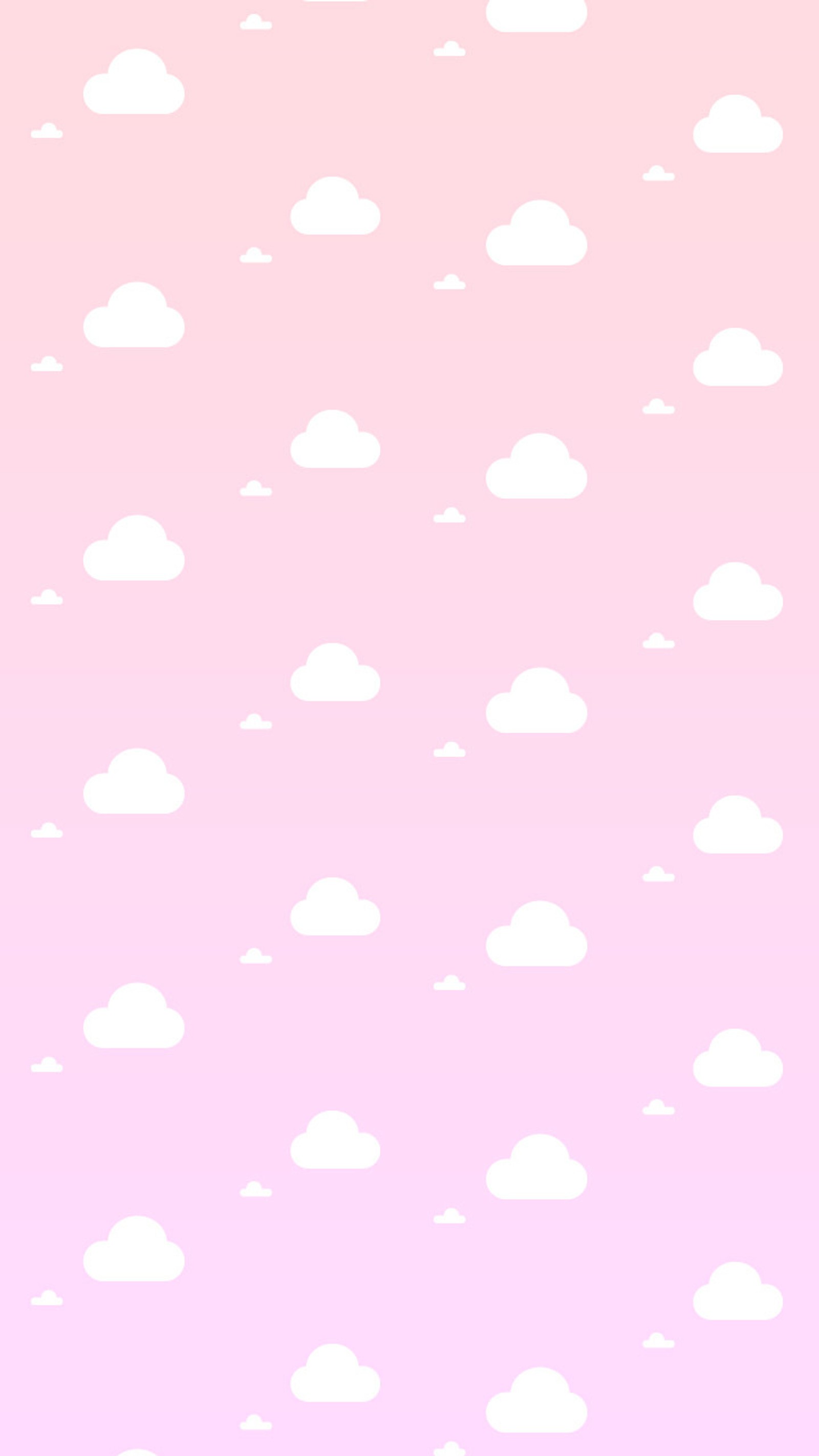 Un primer plano de un fondo rosa y blanco con nubes (nubes, rosa, cielo, tumblr)