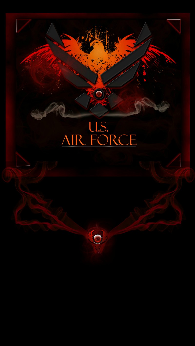 A close up of a clock with a red background and a black background (air, dark, force, usa, zedgemilitary)