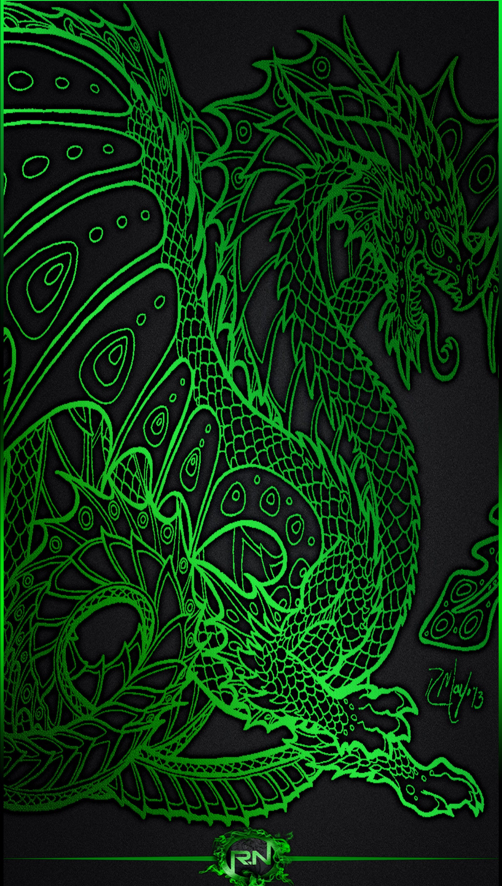 A close up of a green dragon on a black background (awesome, dragon)