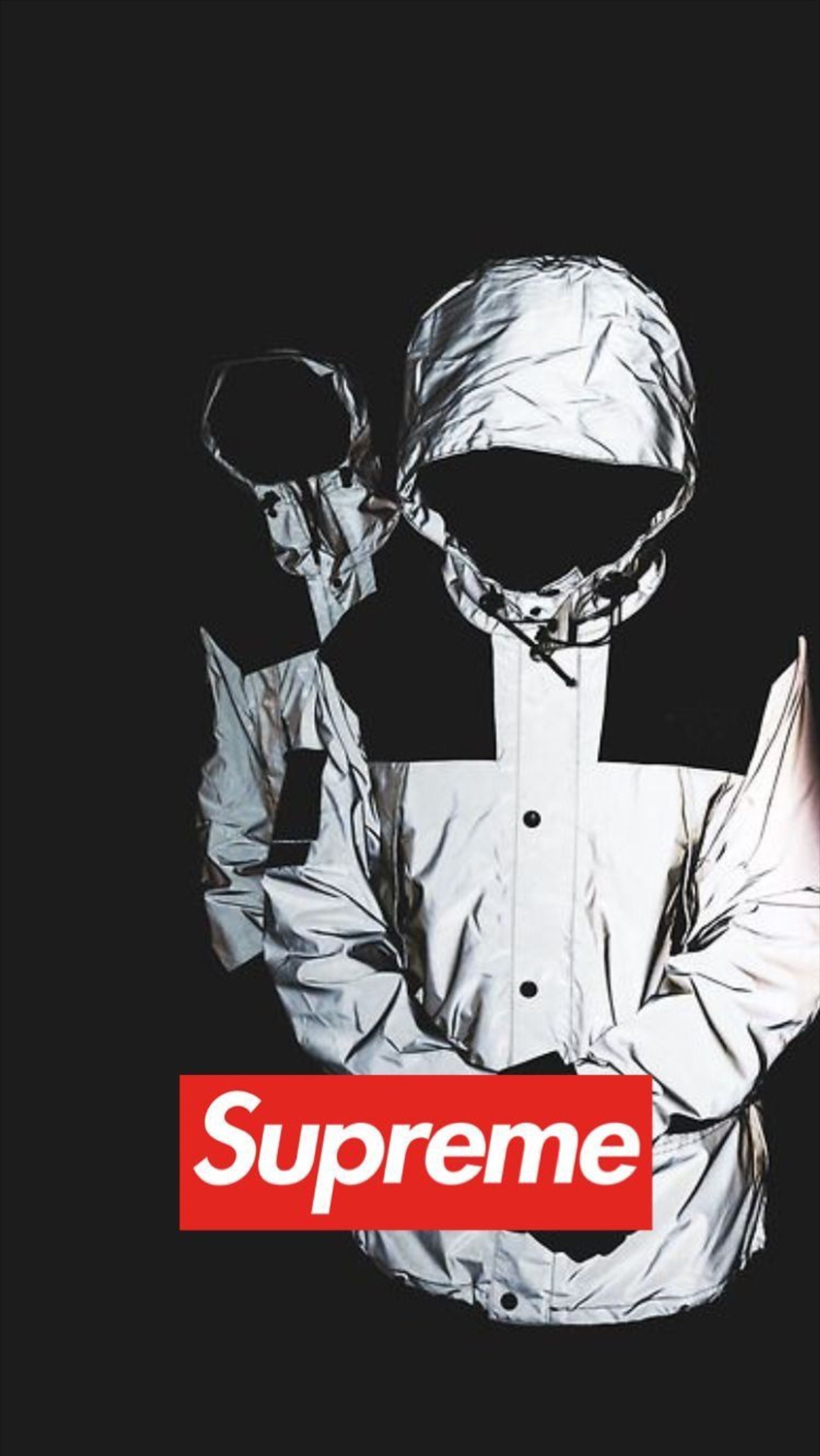 Chaqueta supreme x supreme con un hombre en un traje espacial (negro, marca, sudadera con capucha, hoody, logotipo)