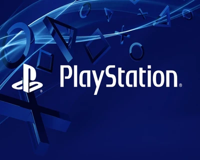 Logo PlayStation et fond de symboles iconiques