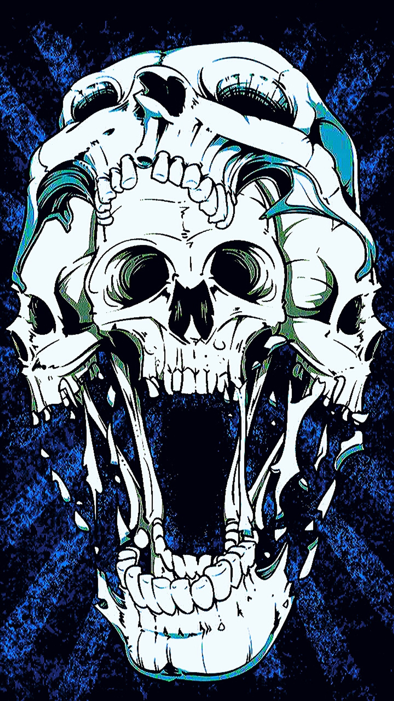 blue, skulls wallpaper