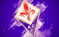 Logotipo da ACF Fiorentina: Um design artístico vibrante em triângulo em roxo e vermelho