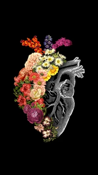 Cœur Floral : Une Fusion de la Nature et de l'Anatomie dans l'Art