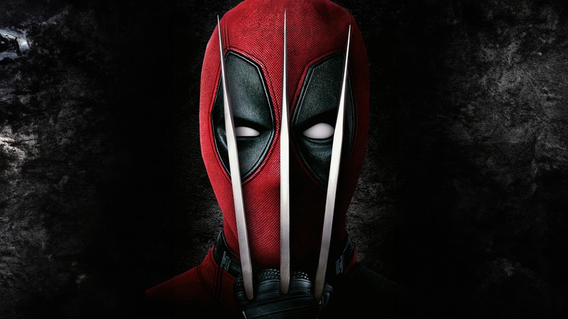 Близкий план маски дэдпула с когтями на ней (дэдпул 3, deadpool 3, фан арт, wolverine, тёмный фон)