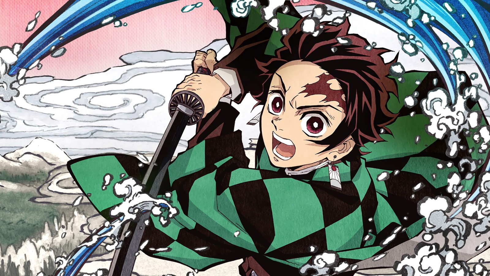 Lade tanjiro kamado, tanjirou kamado, kimetsu no yaiba, dämonentöter kimetsu no yaiba, demon slayer kimetsu no yaiba Hintergrund herunter