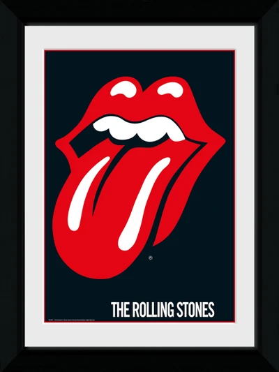 Boldes Rotes Zungenlogo der Rolling Stones - Ikonisches Grafikdesign-Poster