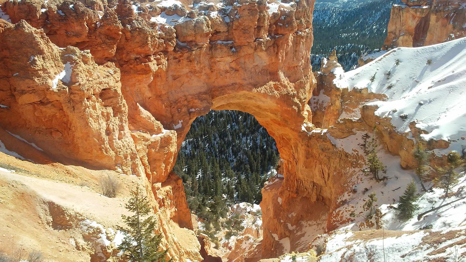 Un homme se tient dans un canyon avec une vue sur les montagnes (parc national de bryce canyon, arc naturel, canyon, parc national, formation)