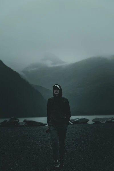 Misty Highland Walk by the Shoreline