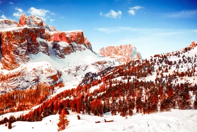 Serenidad invernal en los Dolomitas cubiertos de nieve, Italia