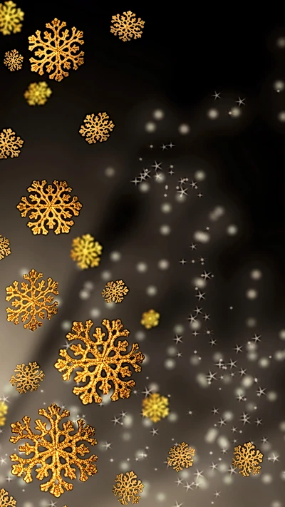 beauty, gold, lock screen, snow, snowflakes