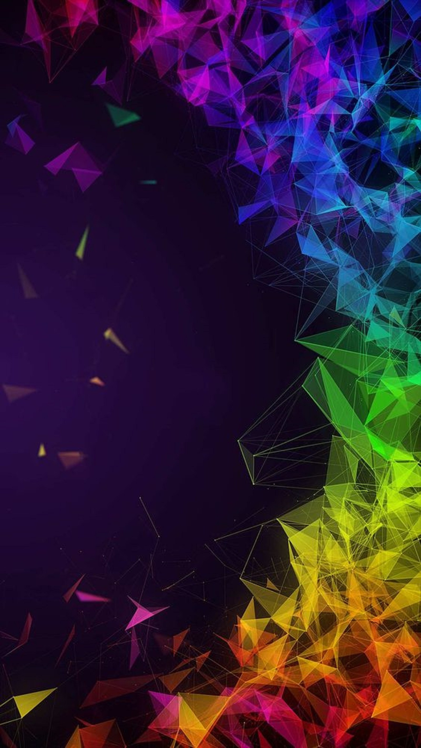 A colorful abstract background with triangles and lines (rainbow, abstract)