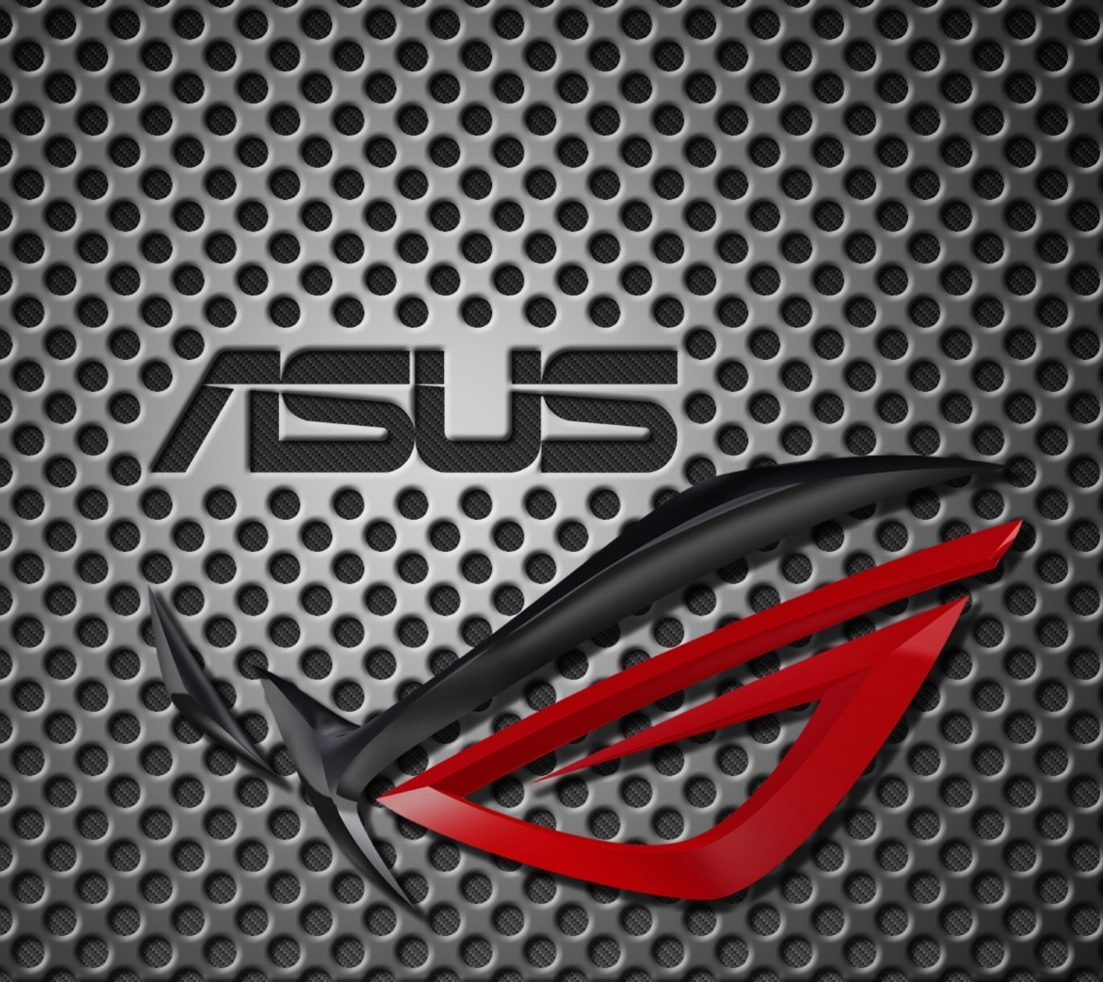 A close up of a red and black asus logo on a metal surface (asus, computer)